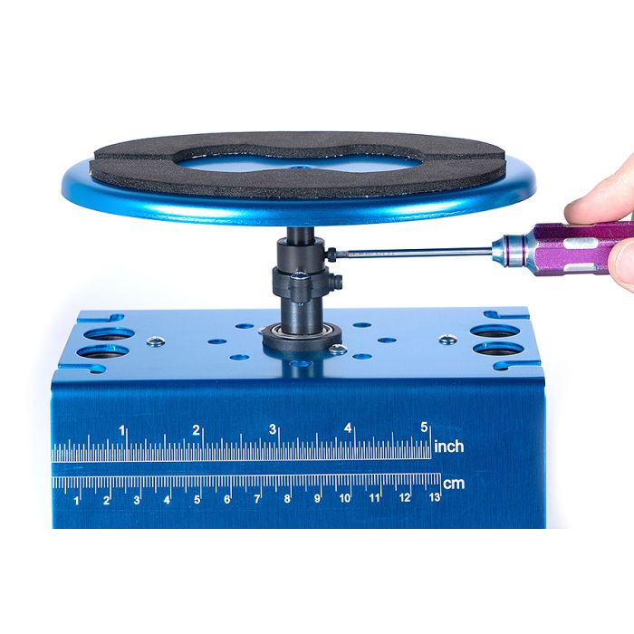 Fastrax Deluxe Aluminium Rotating 1/10 1/8 RC Car Maintenance Stand - Blue