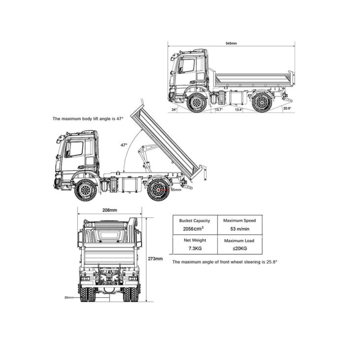 HUINA K3362 HYDRAULIC KABOLITE 1/14TH ALLOY DUMP TRUCK 4WD