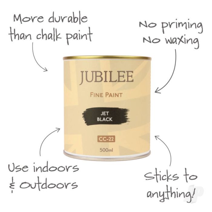 Guild Lane Jubilee All Purpose Acrylic Paint - Jet Black (500ml)
