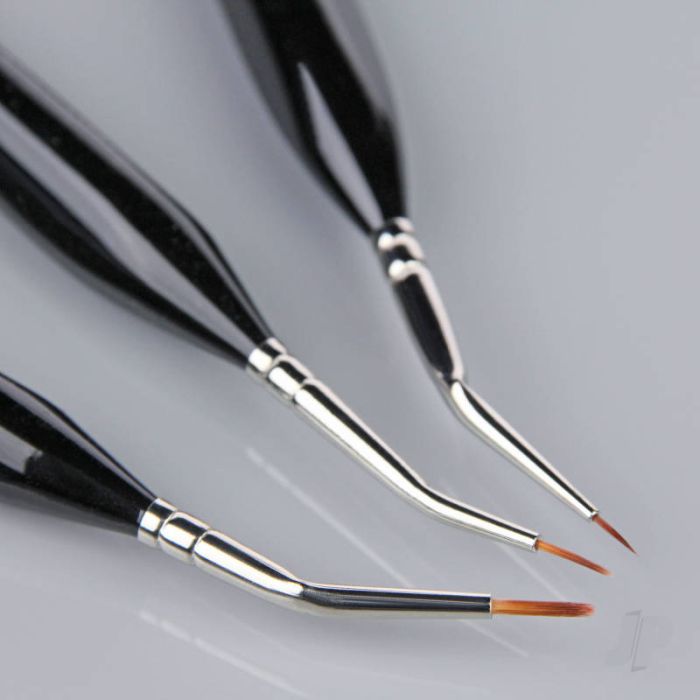 Guild Lane Hand Made Synthetic Miniature Angled Brush Set (3) For Craft Model