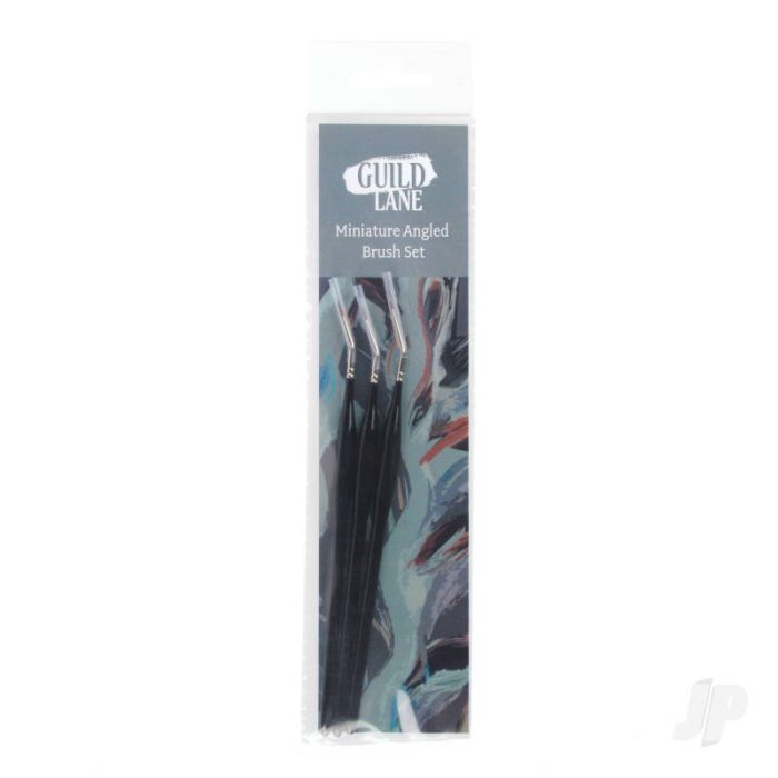Guild Lane Hand Made Synthetic Miniature Angled Brush Set (3) For Craft Model