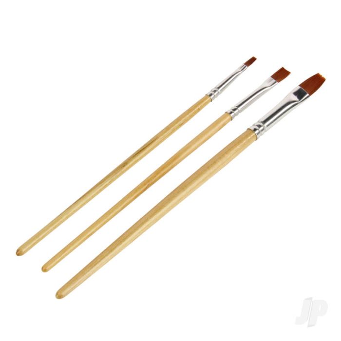 Guild Lane High Quality Flat Synthetic Paint Brush Set - 3 Piece Set