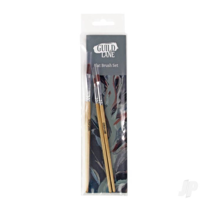 Guild Lane High Quality Flat Synthetic Paint Brush Set - 3 Piece Set