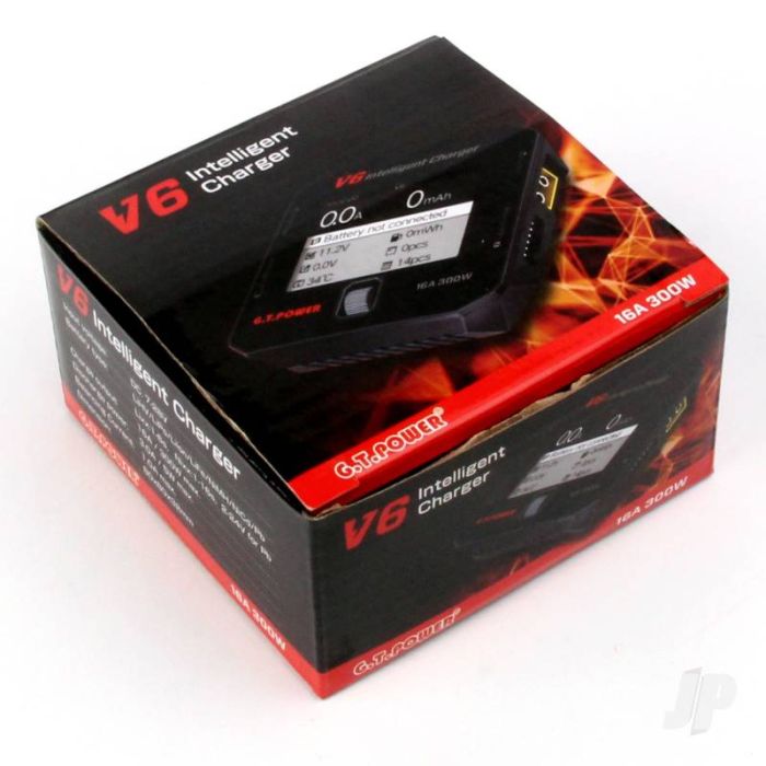 GT Power V6 300W DC 16A Charger for RC Model – Lipo/LiHv/LiIon/LiFe/NiMH/NiCd/Pb