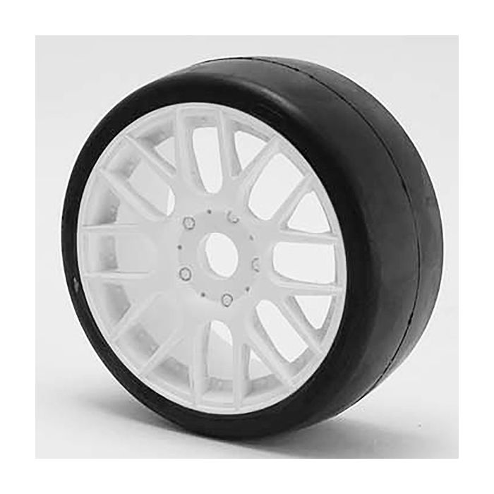 Sweep 1/8th GT R2 Pro Compound Slick Glued 50deg/White Wheels (2) for RC Cars