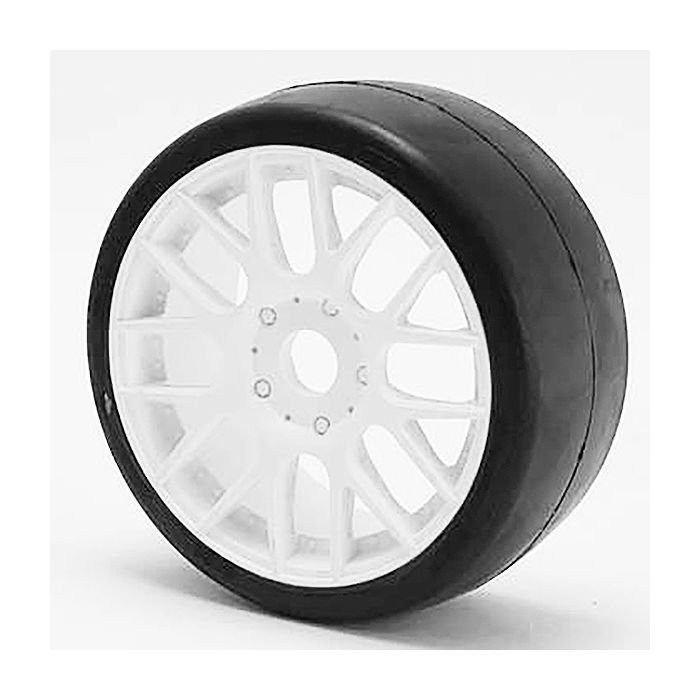SWEEP 1/8TH GT R2 PRO COMPOUND SLICK GLUED 55DEG/WHITE WHEEL