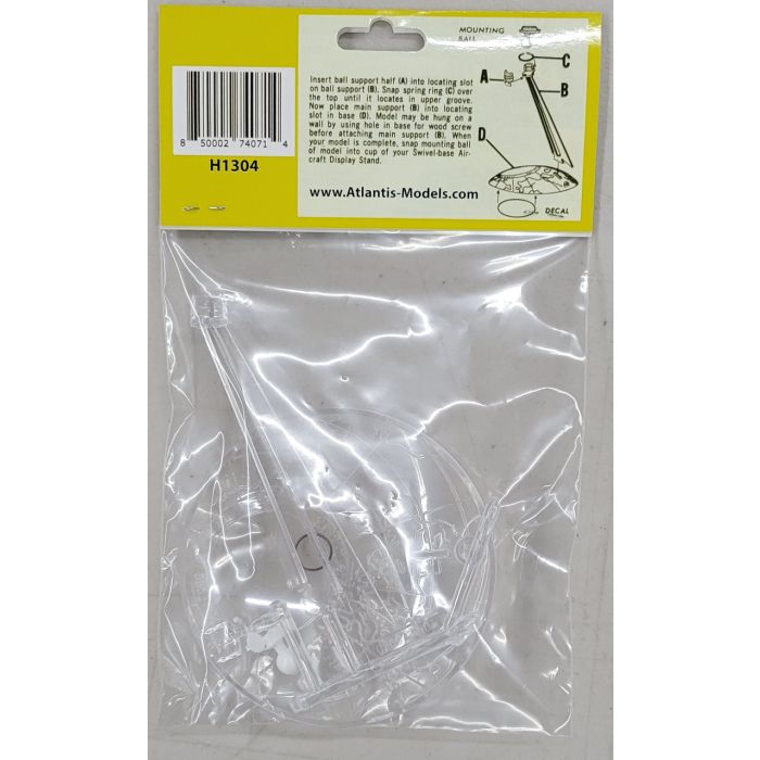 Atlantis Models Atlantis Clear Swivel Stand For Plastic Aircraft Kits