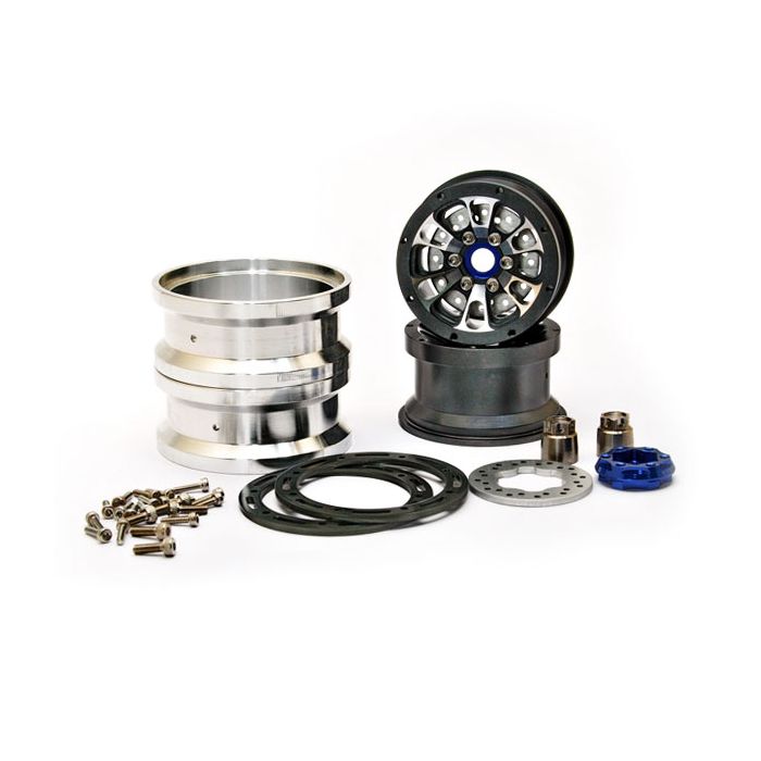 HoBao OFNA DC-1 CNC Aluminium  Beadlock 1.9" 6-Spoke Wheels Black (2)