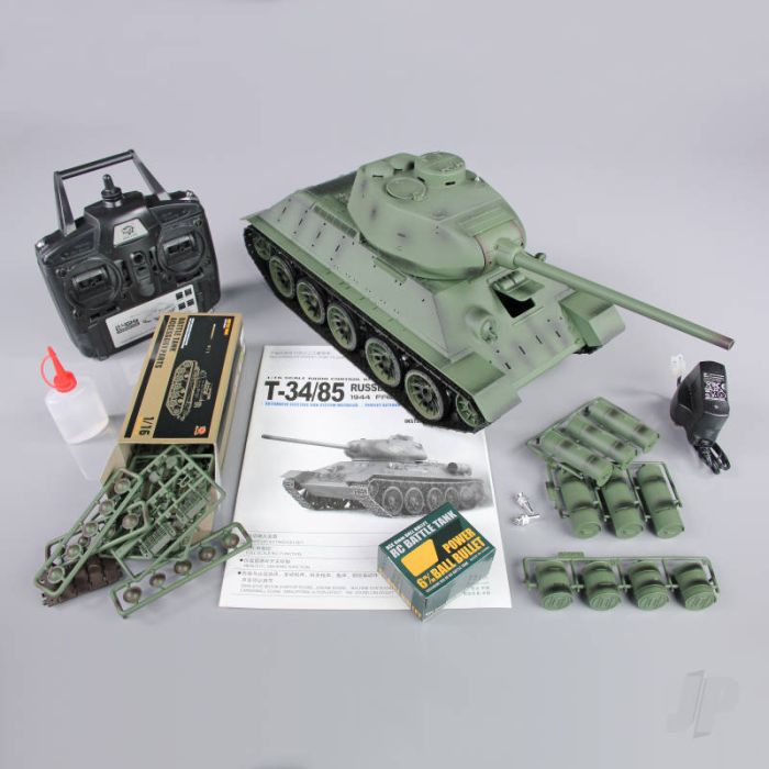 Henglong 1:16 Russian T-34/85 1944 RTR RC Tank (IR, Shoots, Smokes & Sound)