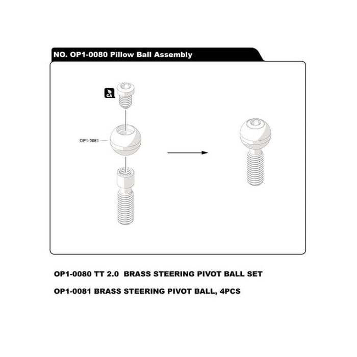 Hobao Hyper TT2.0 Brass Steering Pivot Ball Set