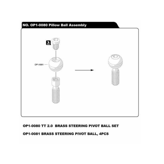 Hobao Hyper TT2.0 Brass Steering Pivot Ball (4)