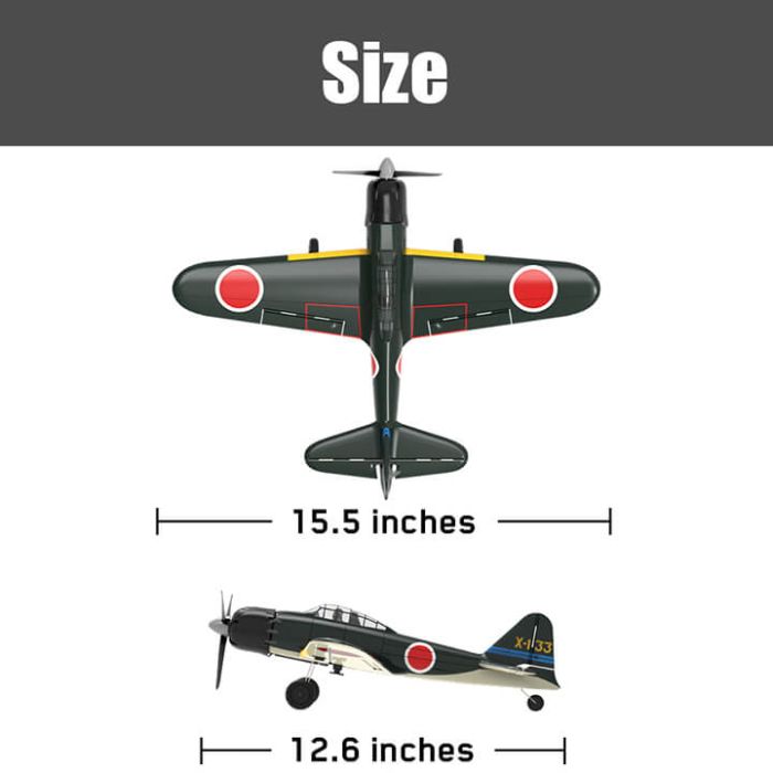 Volantex Mitsubishi Zero RTF RC Model Plane w/Gyro EPP Ready-To-Fly