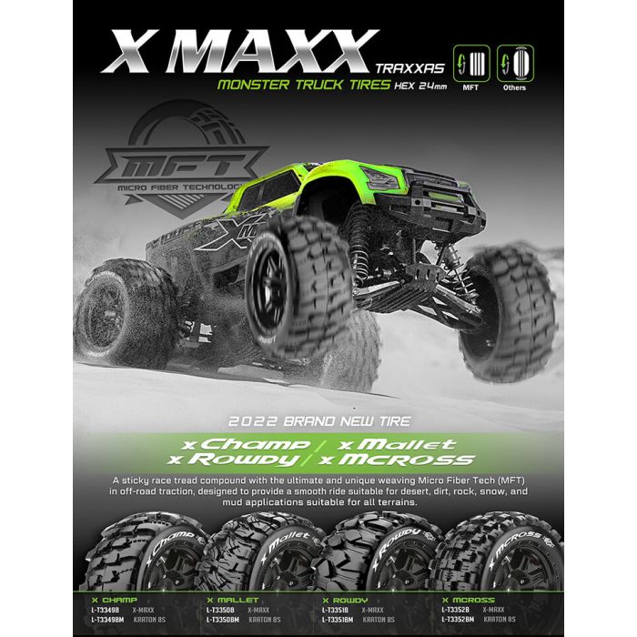 Louise RC X-Rowdy Xmaxx (24mm Hex) Wheels & Tyres (Pair)