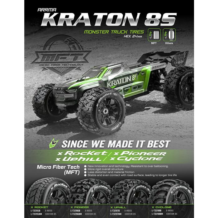Louise RC X-Rowdy Arrma Kraton 8S (24mm Hex) Wheels & Tyres (Pair)
