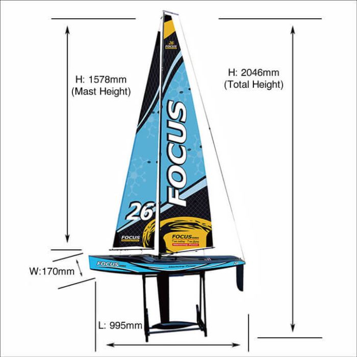 Joysway Focus V3 One Metre RC Sailboat RTR - Blue