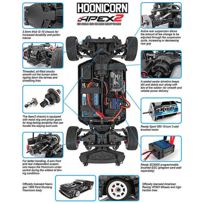 Team Associated AE 1:10 Ken Block 1965 Ford Mustang Hoonicorn ARTR RC Drift Car