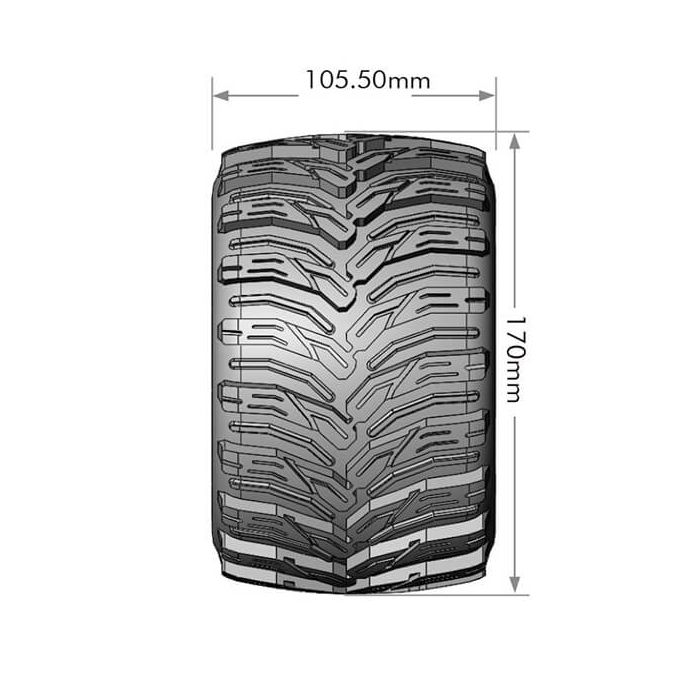 Louise RC MT-Cyclone 1/8 Sport 0 ET (17mm Hex) E-Revo Wheels & Tyres (Pair)