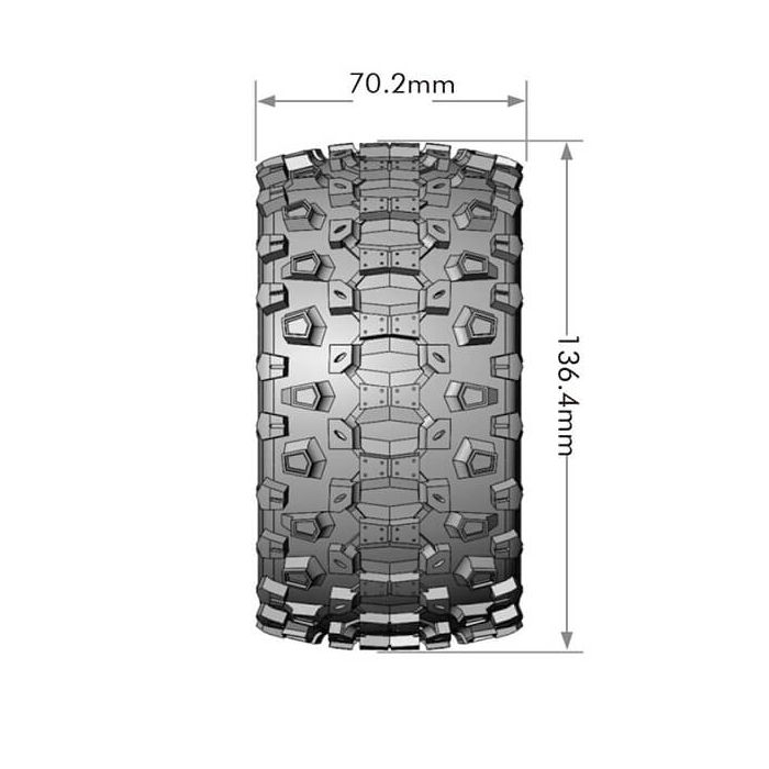 Louise RC MT-Uphill T-Maxx Soft 1/2 ET (17mm Hex) Black Wheels & Tyres (Pair)