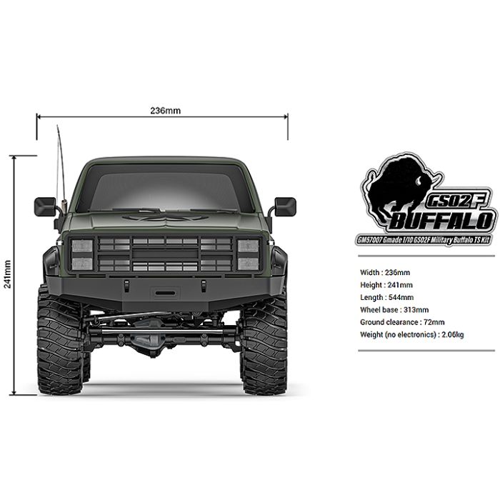 Gmade 1:10 GS02F Buffalo (Military) TS K5 Blazer RC Rock Crawler Kit