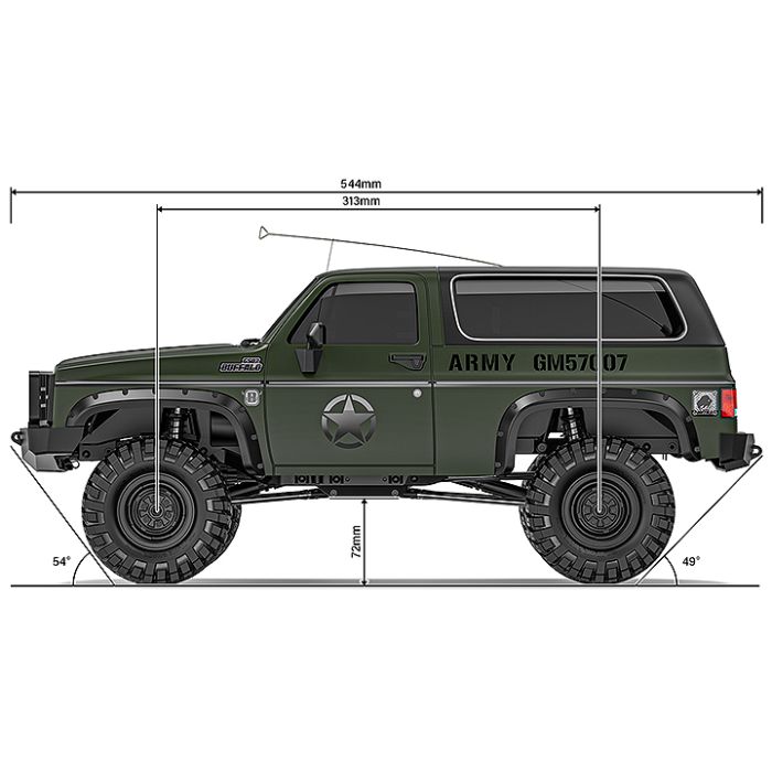 Gmade 1:10 GS02F Buffalo (Military) TS K5 Blazer RC Rock Crawler Kit
