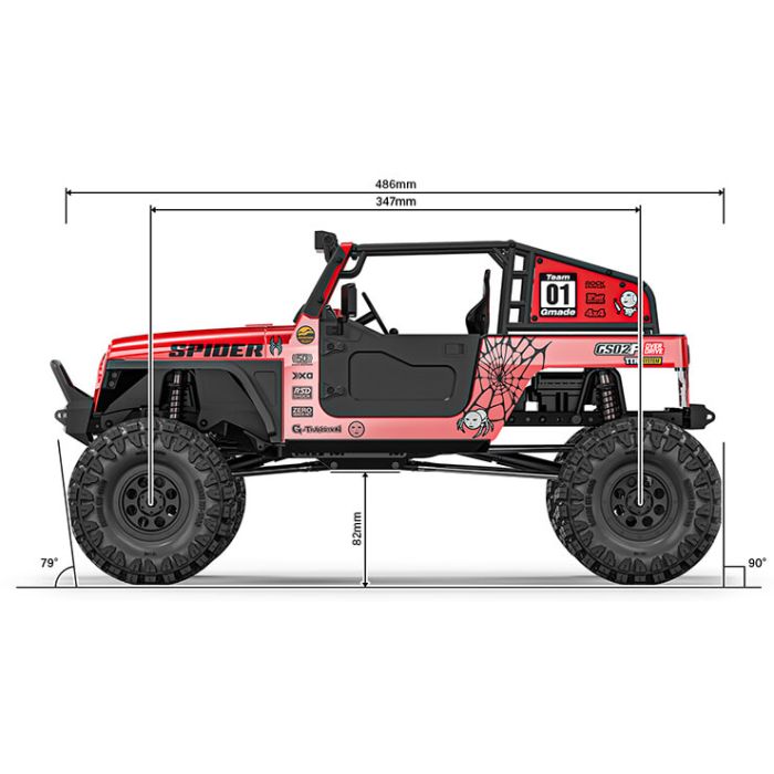 GMADE 1/10 GS02F Spider Jeep Wrangler Style Rock Crawler - RC Car Kit