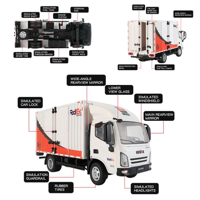 Huina 1:18 Delivery Container Truck RTR RC Luton Van w/working doors, lights & sound!