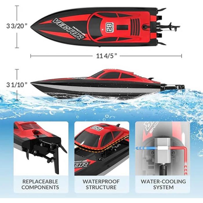 Volantex Racent Vector Lumen RTR RC Model Boat - Red