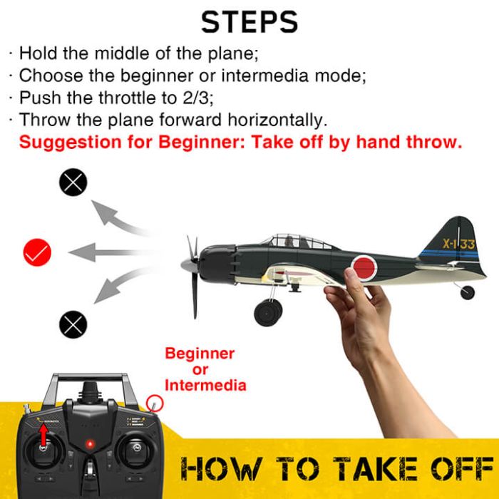 Volantex Mitsubishi Zero RTF RC Model Plane w/Gyro EPP Ready-To-Fly