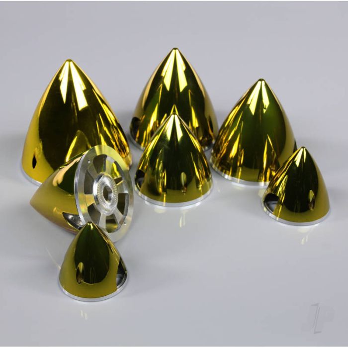 JP 102mm Chrome Yellow Spinner (with Aluminium Back Plate) For RC Model Plane