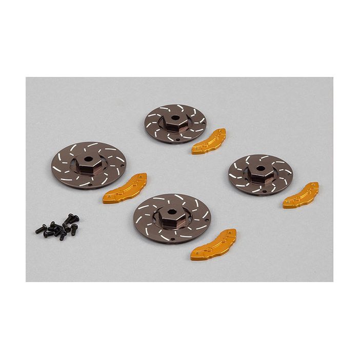 Killerbody RC Car Caliper Brake Disc Grey/Gold 4pc (CNC Aluminium)