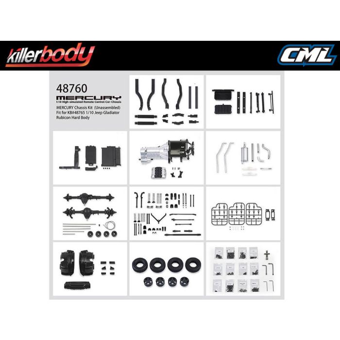 Killerbody 1:10 Mercury RC Crawler Truck Chassis Kit - Fits Jeep Rubicon Body