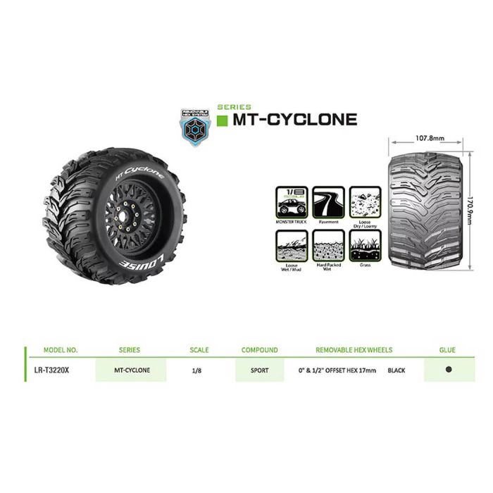 Louise RC MT-Cyclone Removable Hex 17mm 1/8 0" & 1/2" Offset