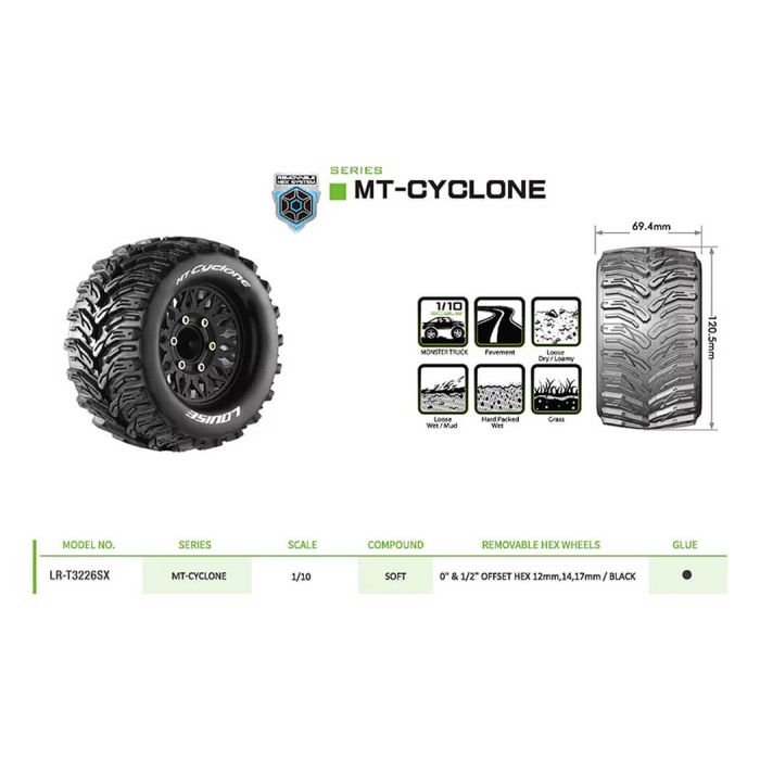 Louise RC MT-Cyclone Removable Hex 12,14,17mm 0"& 1/2" Offset