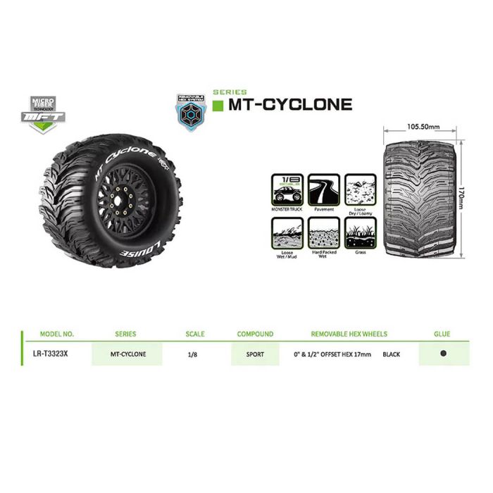 Louise RC MT-Cyclone Removable Hex 17mm 1/8 0" & 1/2" Offset