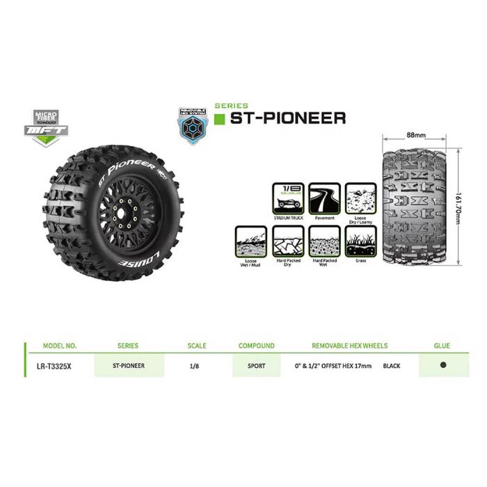 Louise RC ST-Pioneer Removable Hex 17mm 1/8 0" & 1/2" Offset