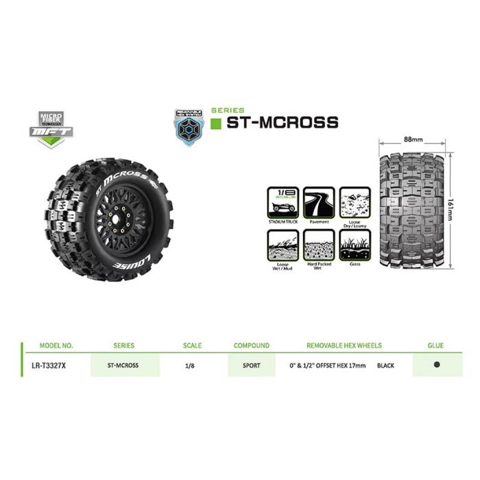 Louise RC ST-Mcross Removable Hex 17mm 1/8 0" & 1/2" Offset