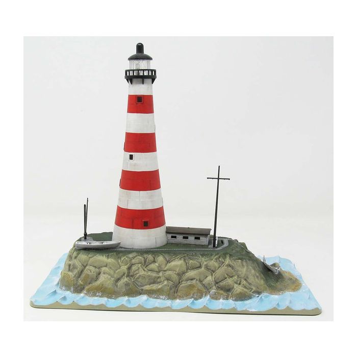 Atlantis Models 1/160 N Scale Lighthouse w/ LED Light & Diorama Base Plastic Kit