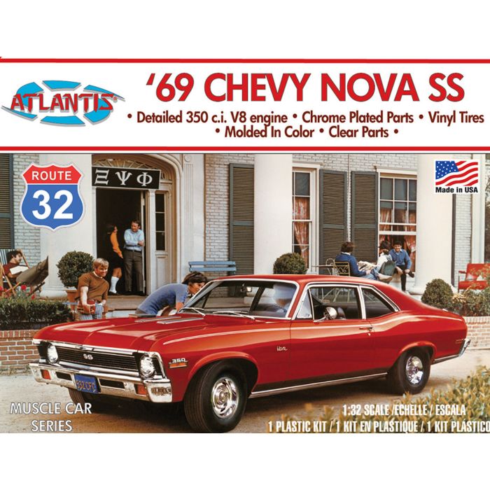 Atlantis Models 1:32 1969 Chevrolet Chevy Nova SS Car Plastic Model Kit