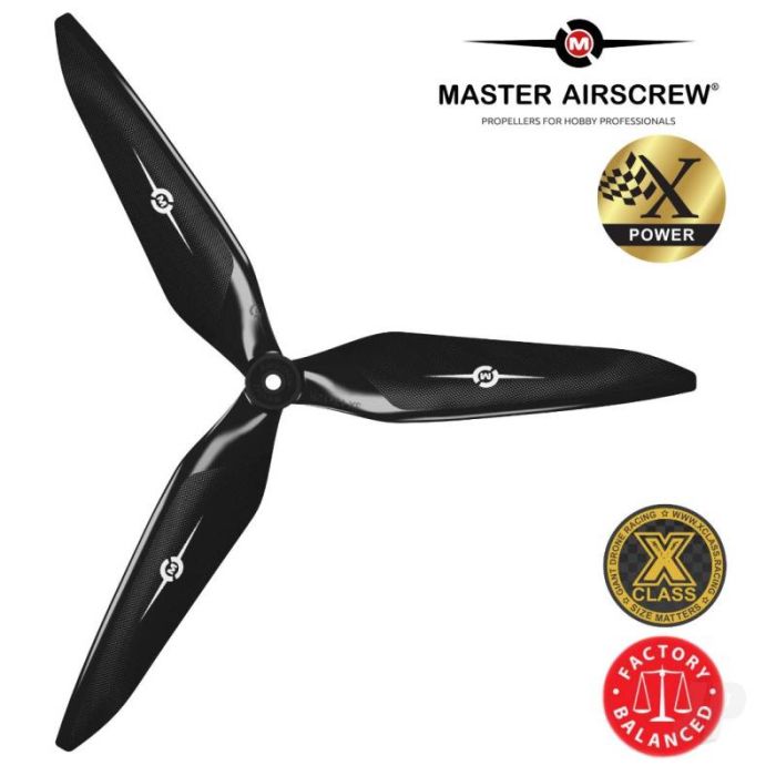 Master Airscrew 11x10 3X Power X-Class Giant Racing Drone Propeller (CW) Reverse/Pusher Black 
