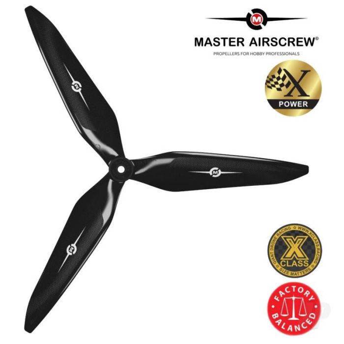 Master Airscrew 12x11 3X Power X-Class Giant Racing RC Drone Prop (CCW) Black