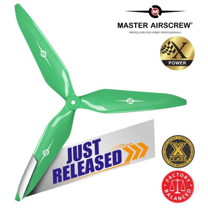 Master Airscrew 13x12 3X Power X-Class Giant Racing Drone Propeller (CW) Reverse/Pusher Green 