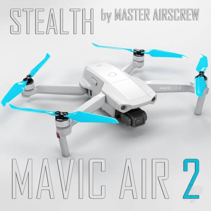 Master Airscrew 7.4x3.9 STEALTH Prop Set x4 Blue - DJI Mavic Air 2 RC Drone
