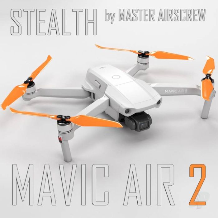Master Airscrew 7.4x3.9 STEALTH Prop Set x4 Orange - DJI Mavic Air 2 RC Drone