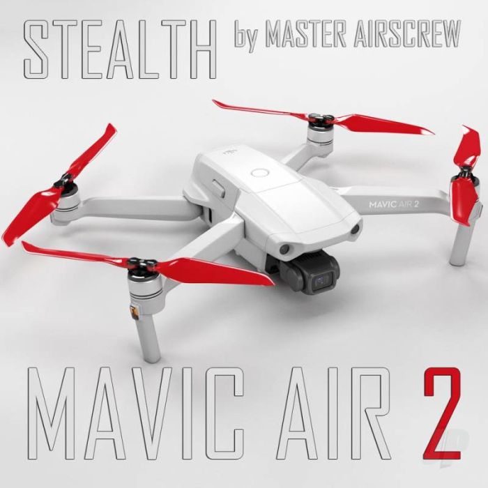 Master Airscrew 7.4x3.9 STEALTH Prop Set x4 Red - DJI Mavic Air 2 RC Drone