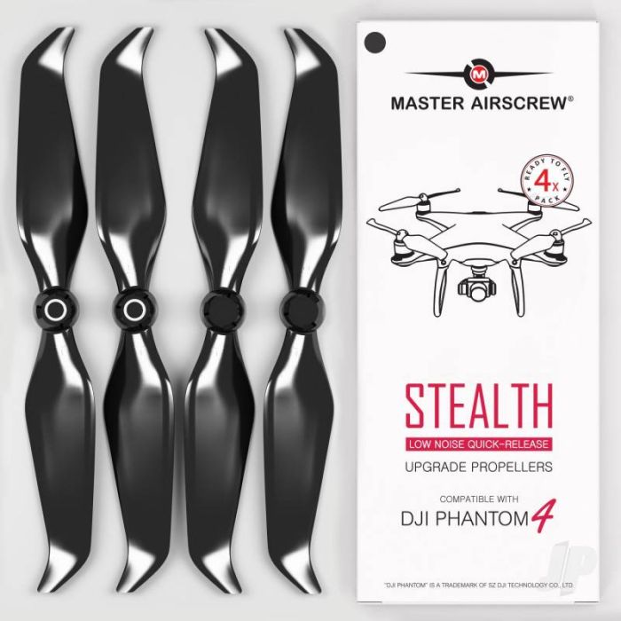 Master Airscrew 9.5x5.7 STEALTH Prop Set x4 Black - DJI Phantom 4 RC Drone