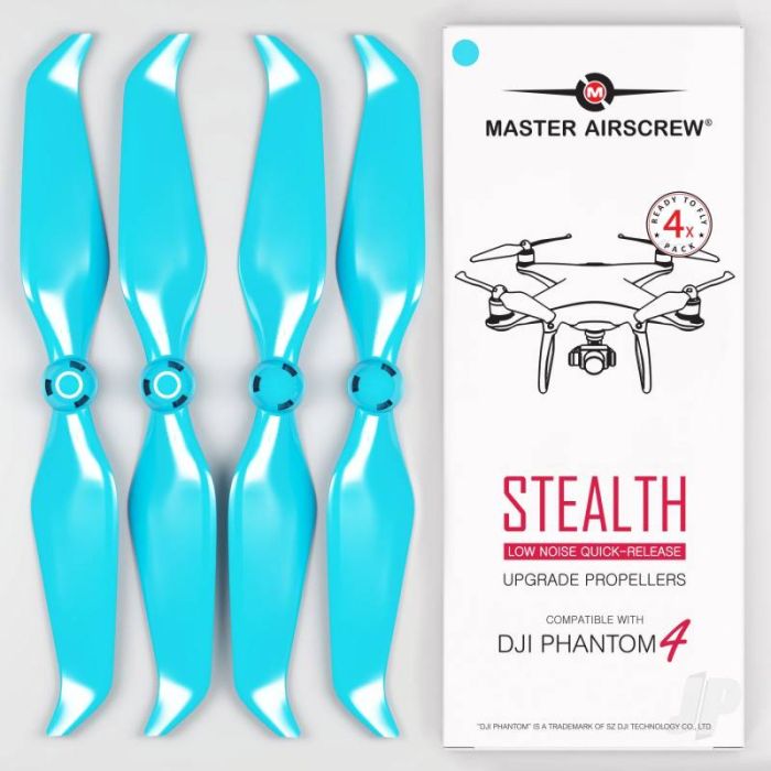 Master Airscrew 9.5x5.7 STEALTH Prop Set x4 Blue - DJI Phantom 4 RC Drone