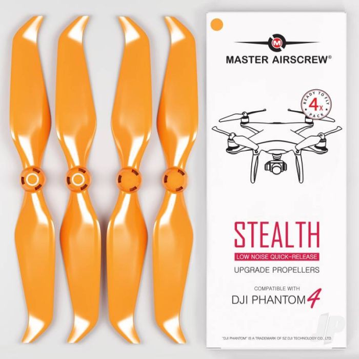 Master Airscrew 9.5x5.7 STEALTH Prop Set x4 Orange - DJI Phantom 4 RC Drone