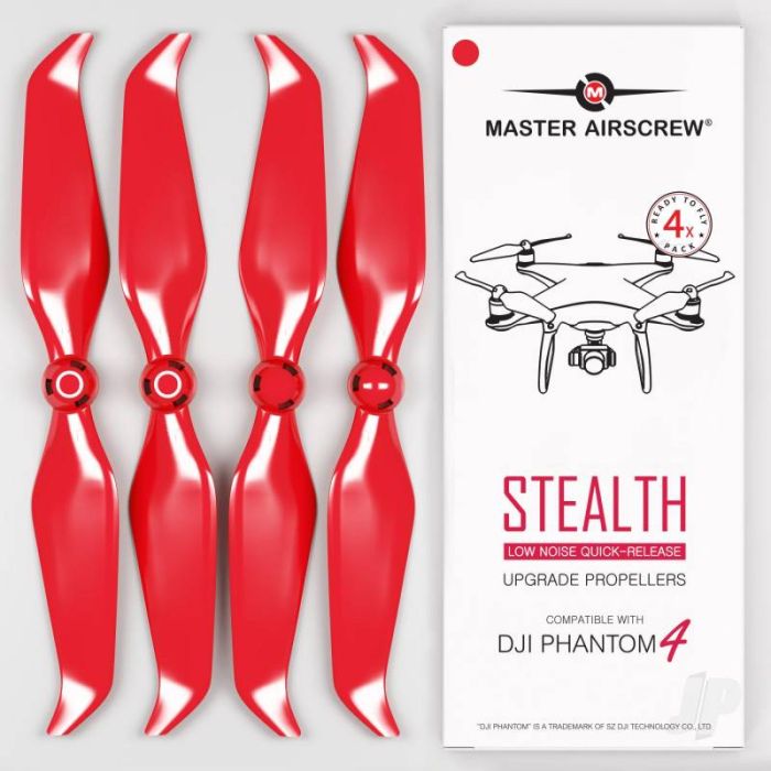 Master Airscrew 9.5x5.7 STEALTH Prop Set x4 Red - DJI Phantom 4 RC Drone