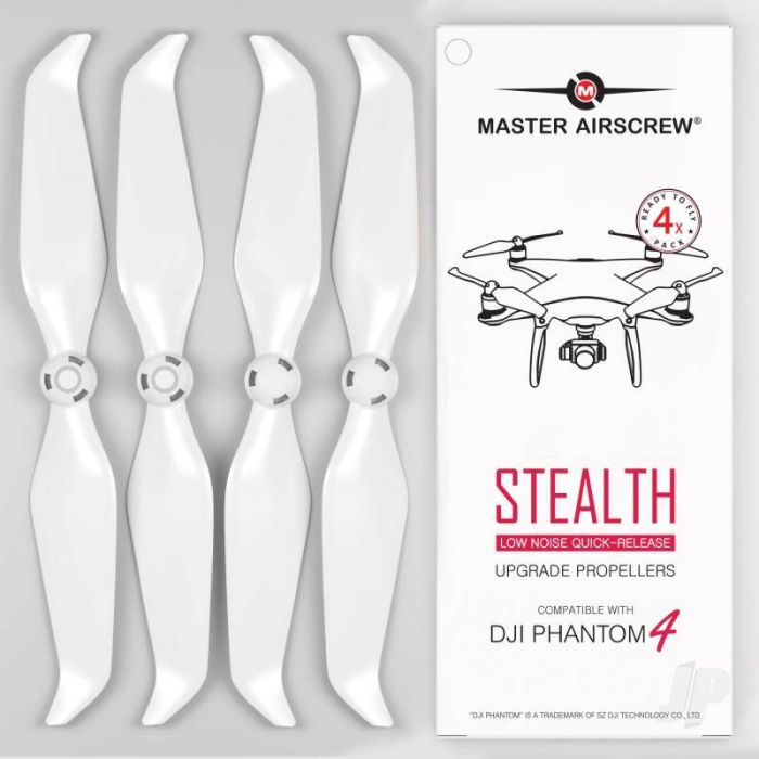 Master Airscrew 9.5x5.7 STEALTH Prop Set x4 White - DJI Phantom 4 RC Drone