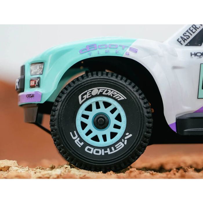 Method Geoform 1/16 SC Tyres On 12mm Hex Blue Wheels (Pair)